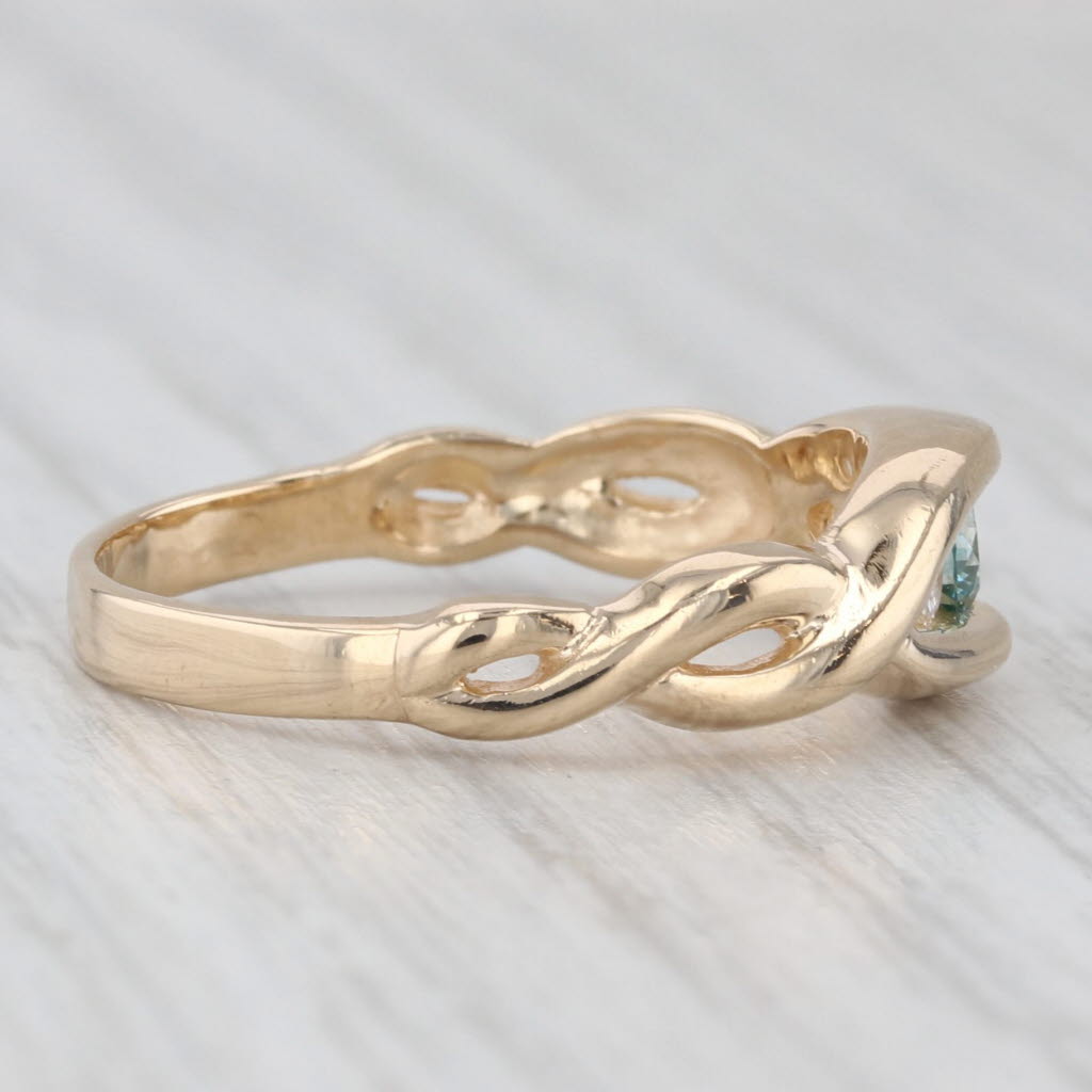 Light Gray 0.27ctw Blue White Diamond Ring 14k Yellow Gold Size 7 Stackable Round 3-Stone