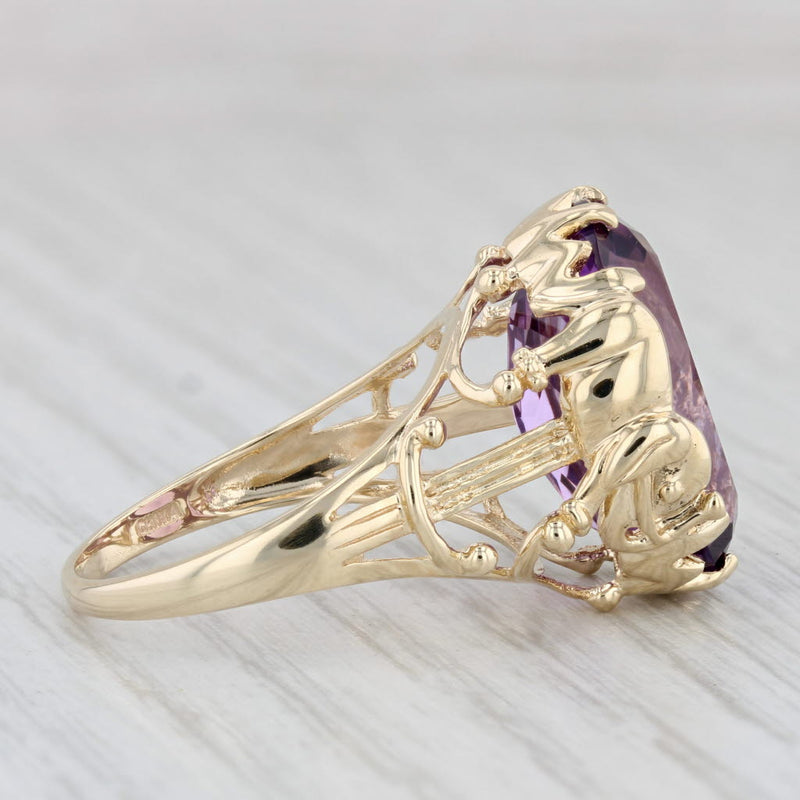 11.70ct Amethyst Oval Solitaire Ring 10k Yellow Gold Size 9.25 Cocktail