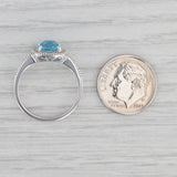 1.95ctw Blue Topaz Diamond Halo Ring 10k White Gold Size 7 Engagement
