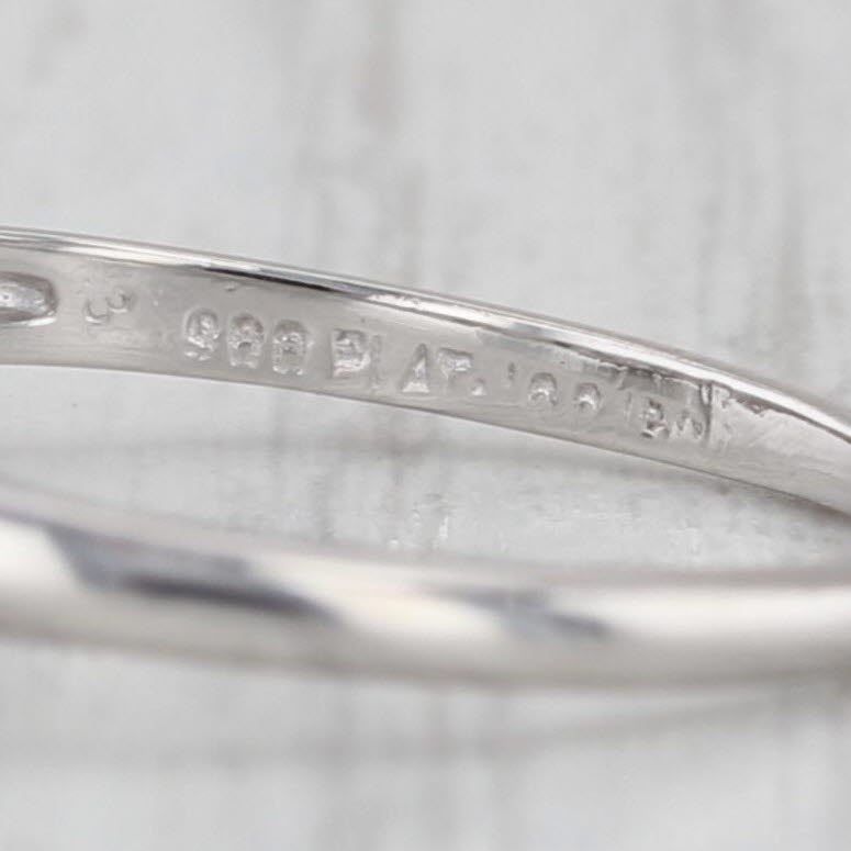 Vintage Round 0.64ctw Diamond Engagement Ring 900 Platinum Size 7.25