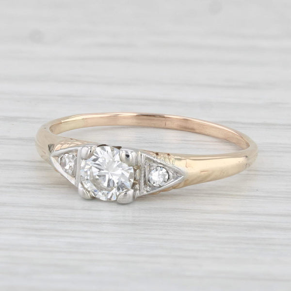 Vintage 0.34ctw VS2 Round Diamond Engagement Ring 14k Yellow Gold Size 6