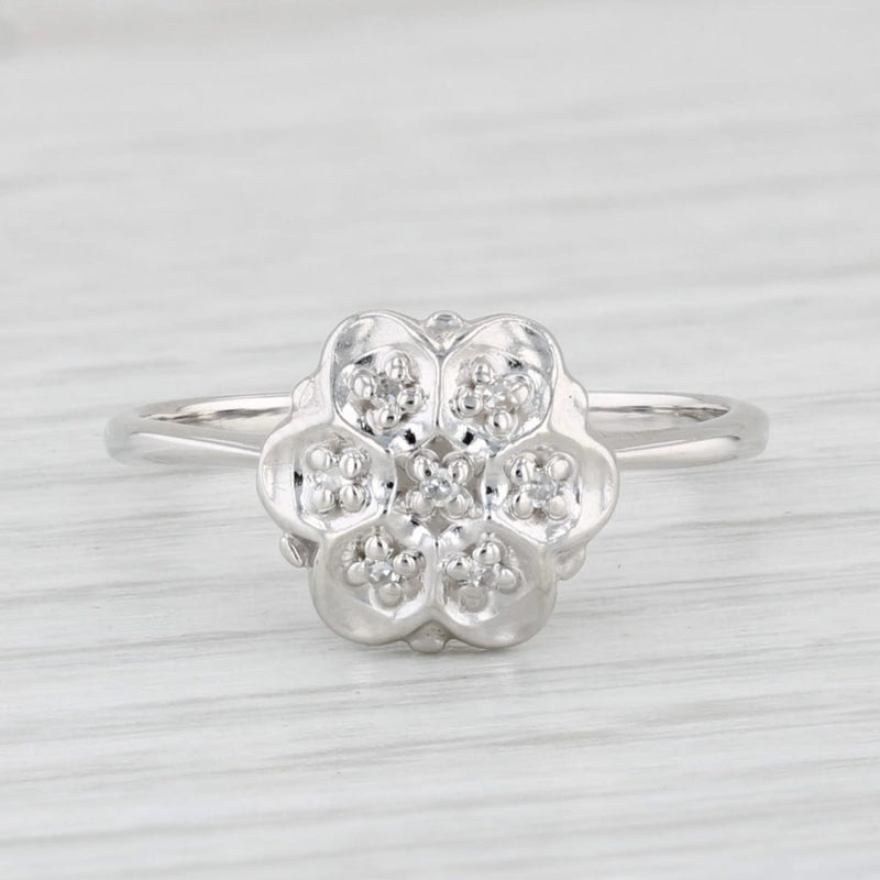 Vintage Diamond Engagement Ring 10k White Gold Size 6.25