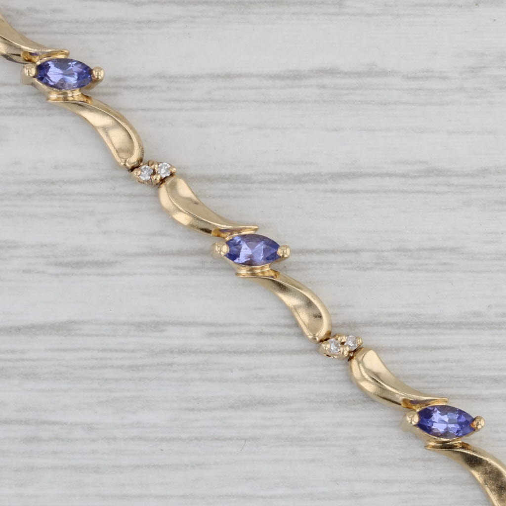 Gray 1.39ctw Tanzanite Diamond Bracelet 10k Yellow Gold 6.75"