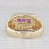 0.90ctw Ruby Diamond Halo Ring 14k Yellow Gold Size 10.25 Men's