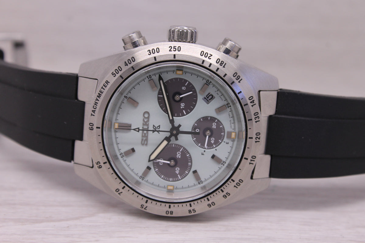 Seiko Prospex Solar Speedtimer Watch 39.5mm Steel Chronograph Date SSC965