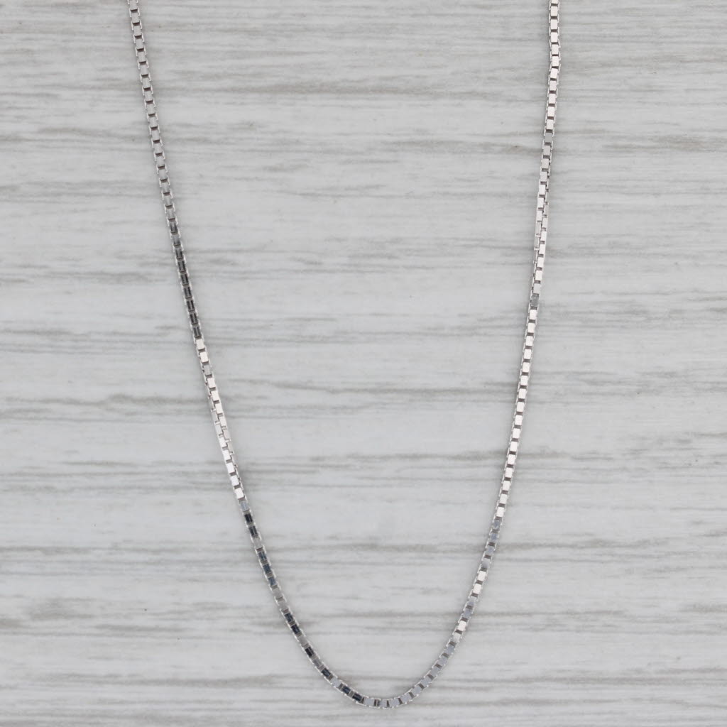 Gray New Box Chain Necklace 10k White Gold 18" 0.9mm