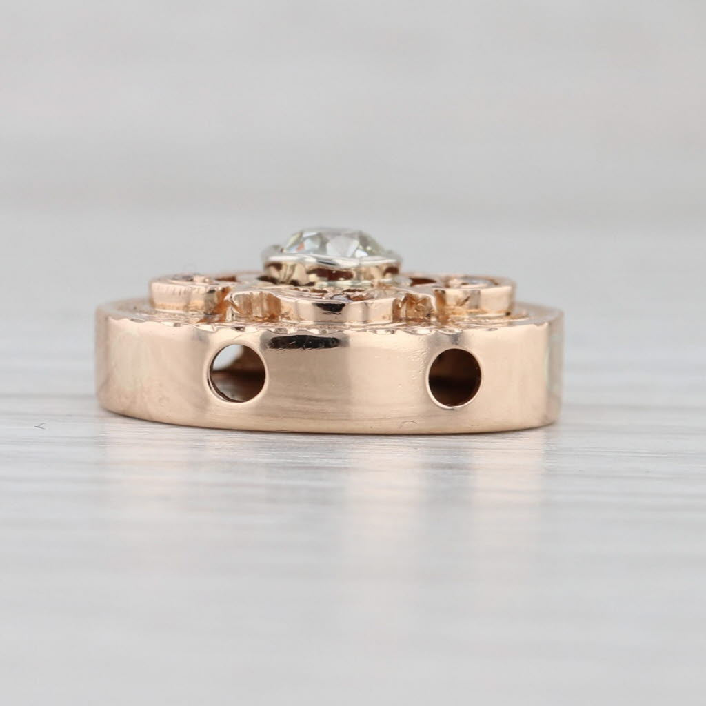 Light Gray Vintage Ornate 0.50ct Diamond Solitaire Slide Bracelet Charm 14k Yellow Gold