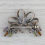 Vintage 1.92ctw Gemstone Bow Brooch Sterling Silver Amethyst Citrine Peridot Pin
