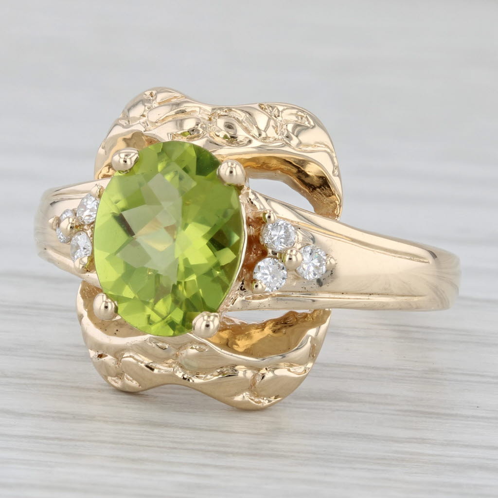 Gray 3ctw Peridot Diamond Ring 14k Yellow Gold Size 9.25 Oval Solitaire