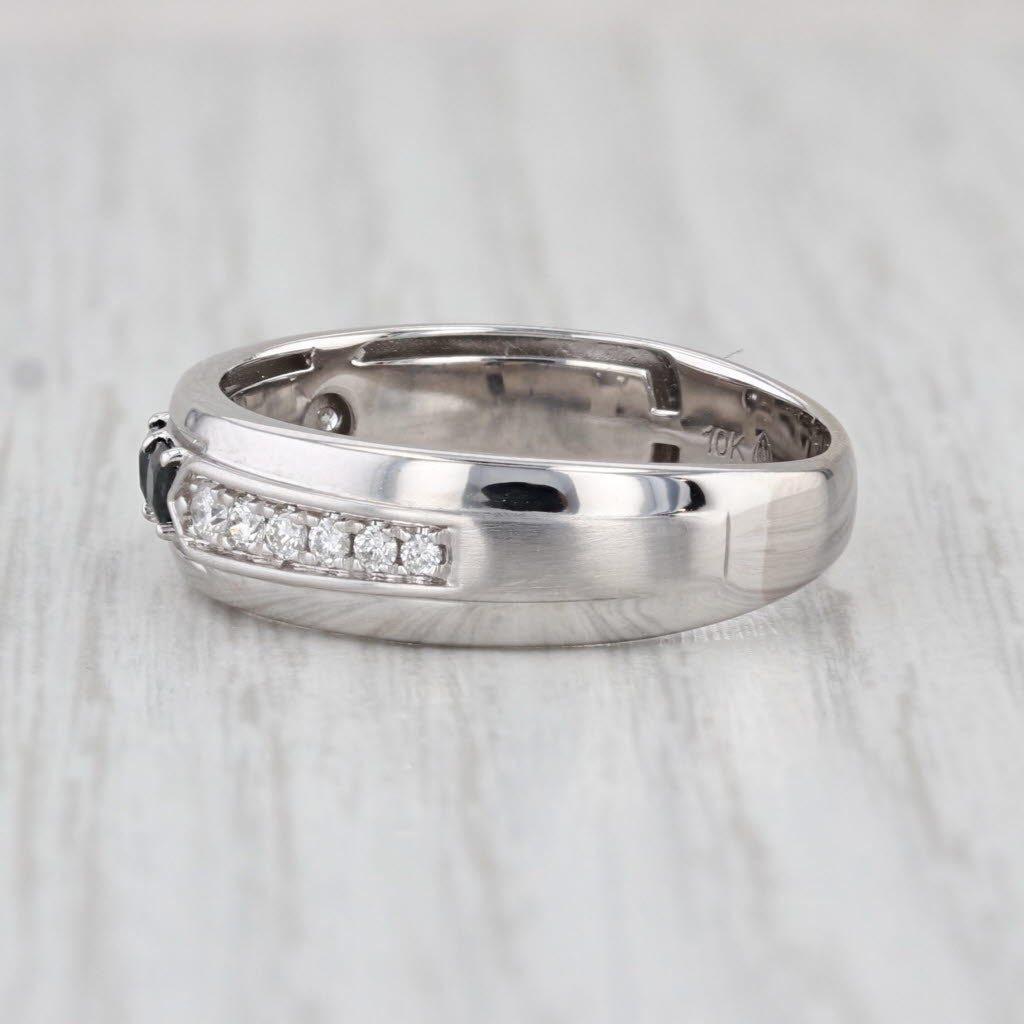 0.52ctw Sapphire Diamond Wedding Band 10k Yellow Gold Size 10