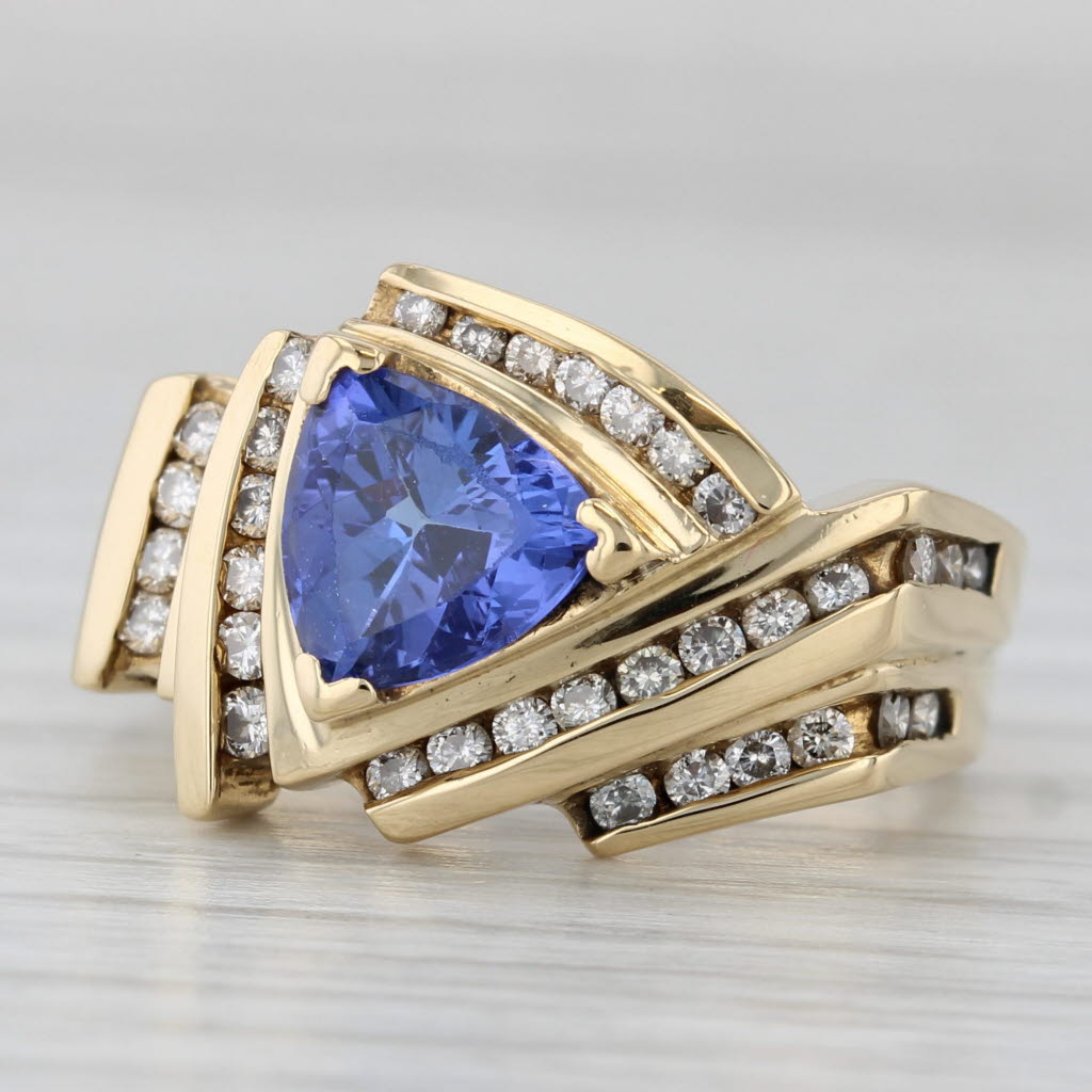 Gray 1.49ctw Tanzanite Diamond Ring 18k Yellow Gold Size 7