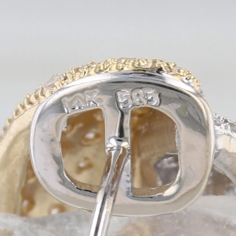 1.50ctw Pave Diamond 2-Toned Drop Earrings 14k White Yellow Gold Omega Backs