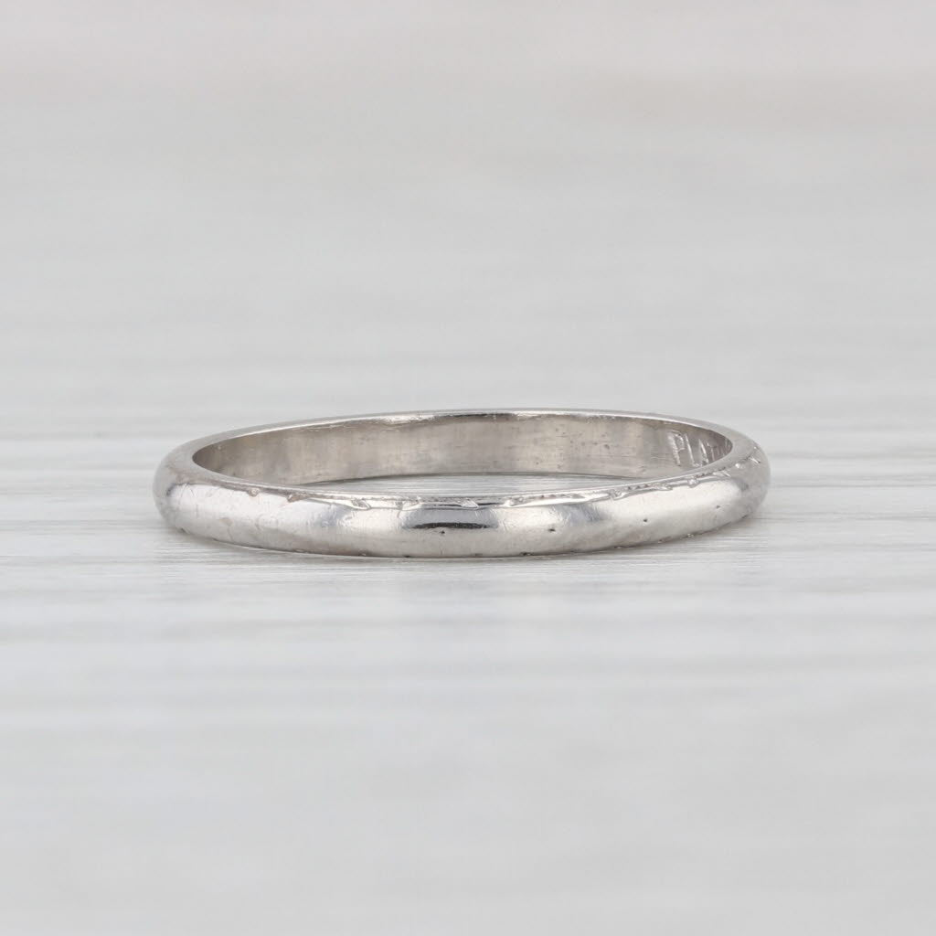 Art Deco Vintage Wedding Band Platinum Stackable Ring Size 4.5