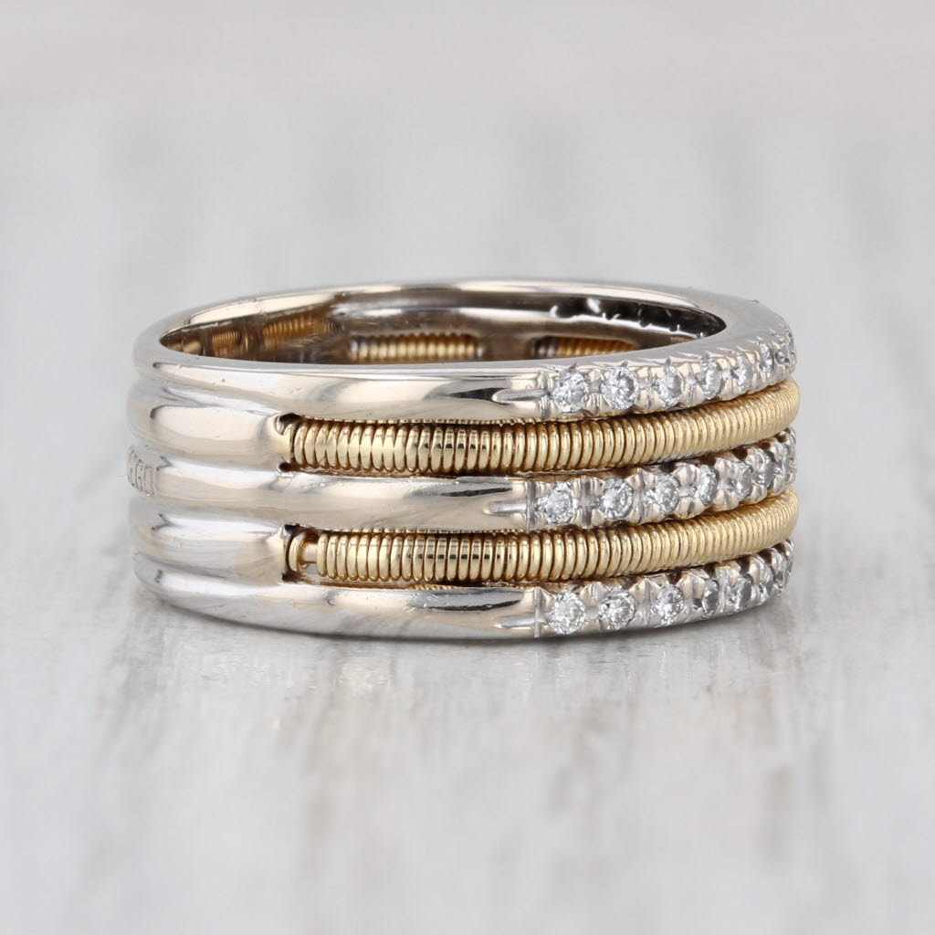 Marco Bicego 0.38ctw Multirow Diamond Stacked Bands Ring 18k Gold Size 5