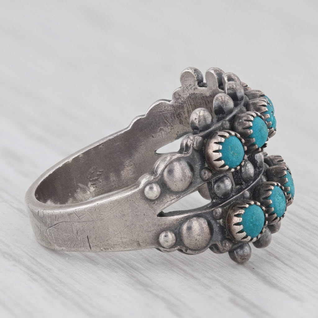 Light Gray Vintage Southwestern Turquoise Ring Sterling Silver Size 7.25-7.5