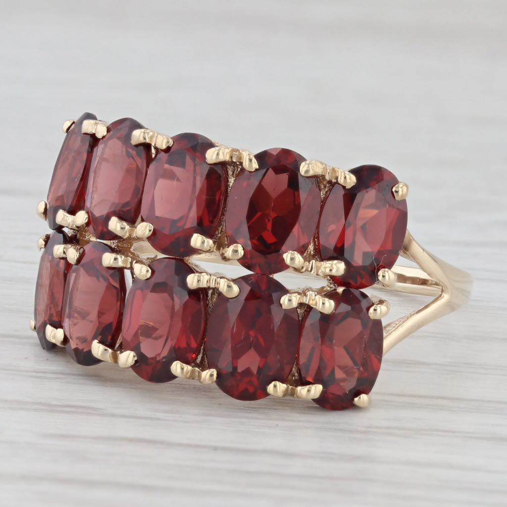 Light Gray 9ctw Garnet Cluster Ring 10k Yellow Gold Size 9.5