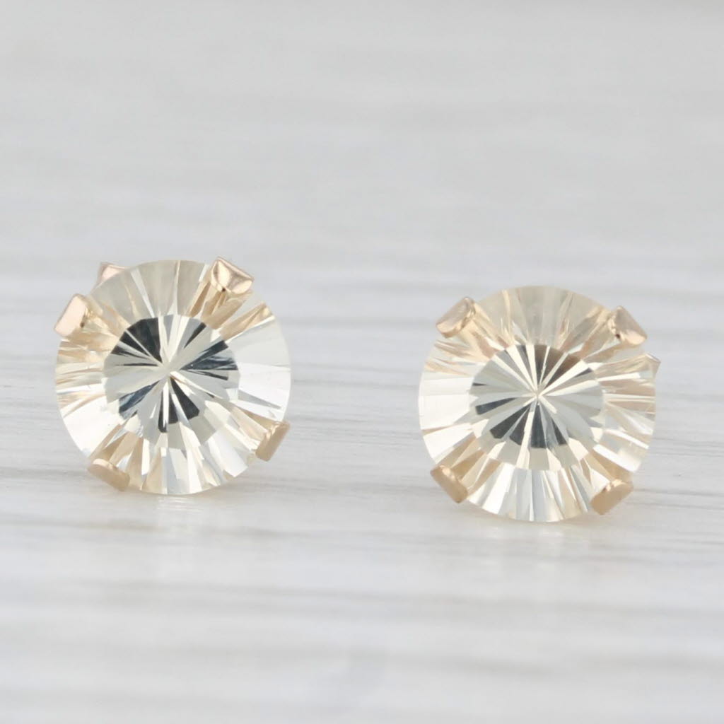 1.40ctw Labradorite Feldspar Round Solitaire Stud Earrings 10k Yellow Gold