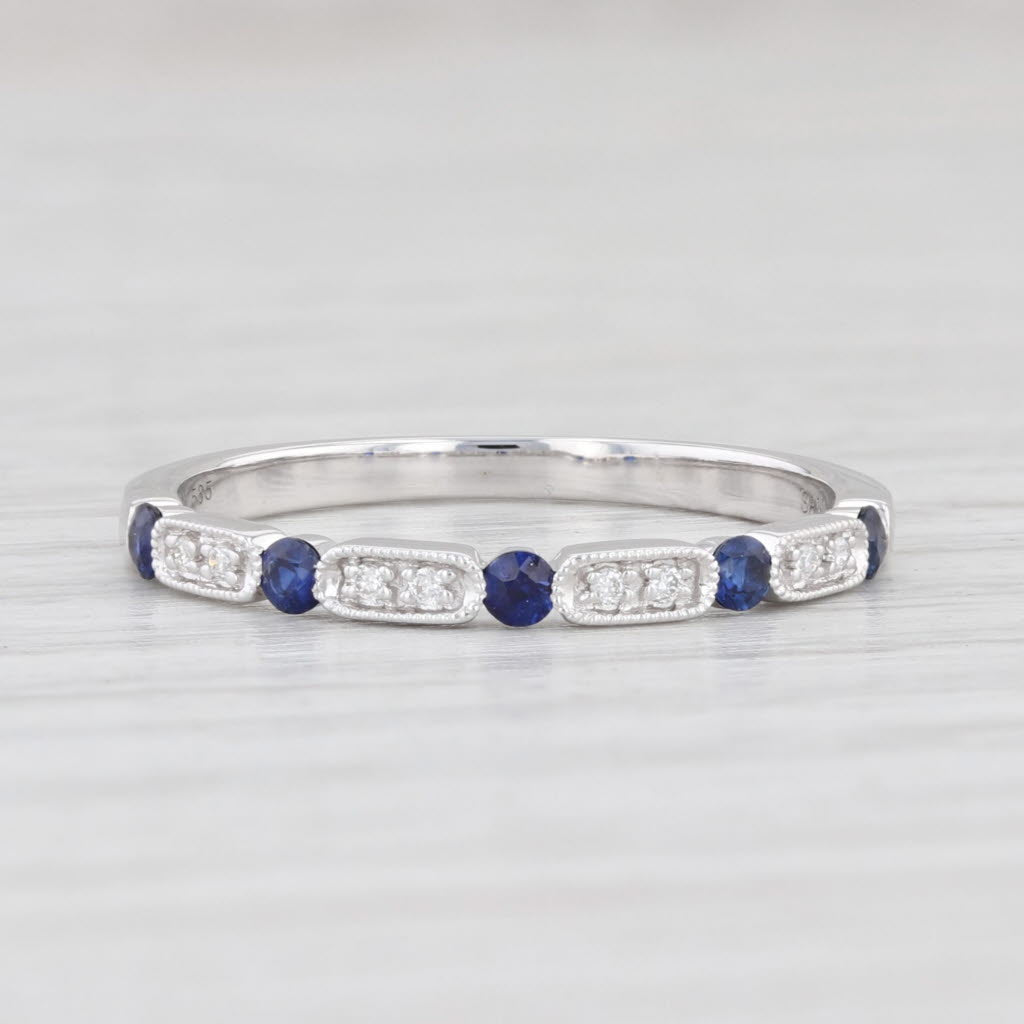 Light Gray New 0.21ctw Diamond Sapphire Stackable Ring 14k White Gold Sz 6.75 Wedding Band