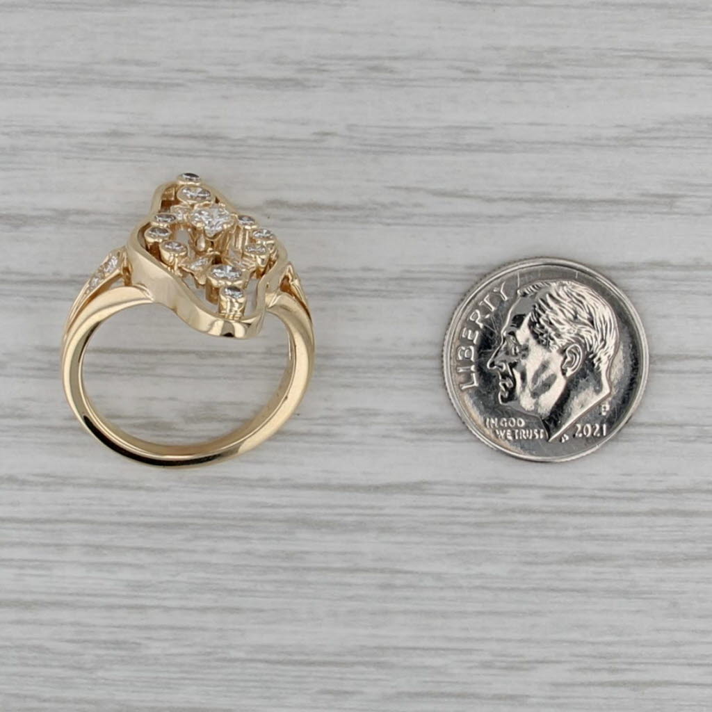 Vintage 0.68ctw Round Diamond Ring 14k Yellow Gold Size 7.5 Cluster Cocktail