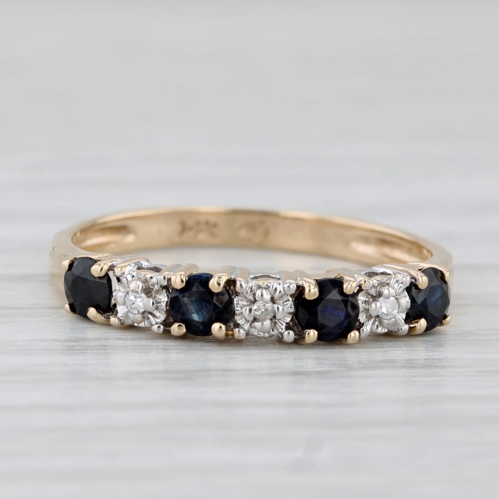 Light Gray 0.40ctw Blue Sapphire Diamond Ring 14k Yellow Gold Size 6 Stackable