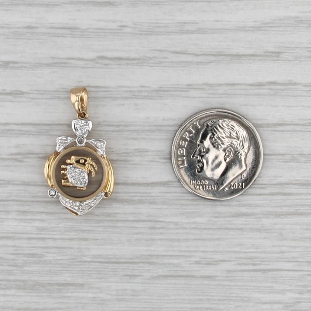 Diamond Accented Floating Ram Pendant 18k Yellow White Gold Zodiac Sign