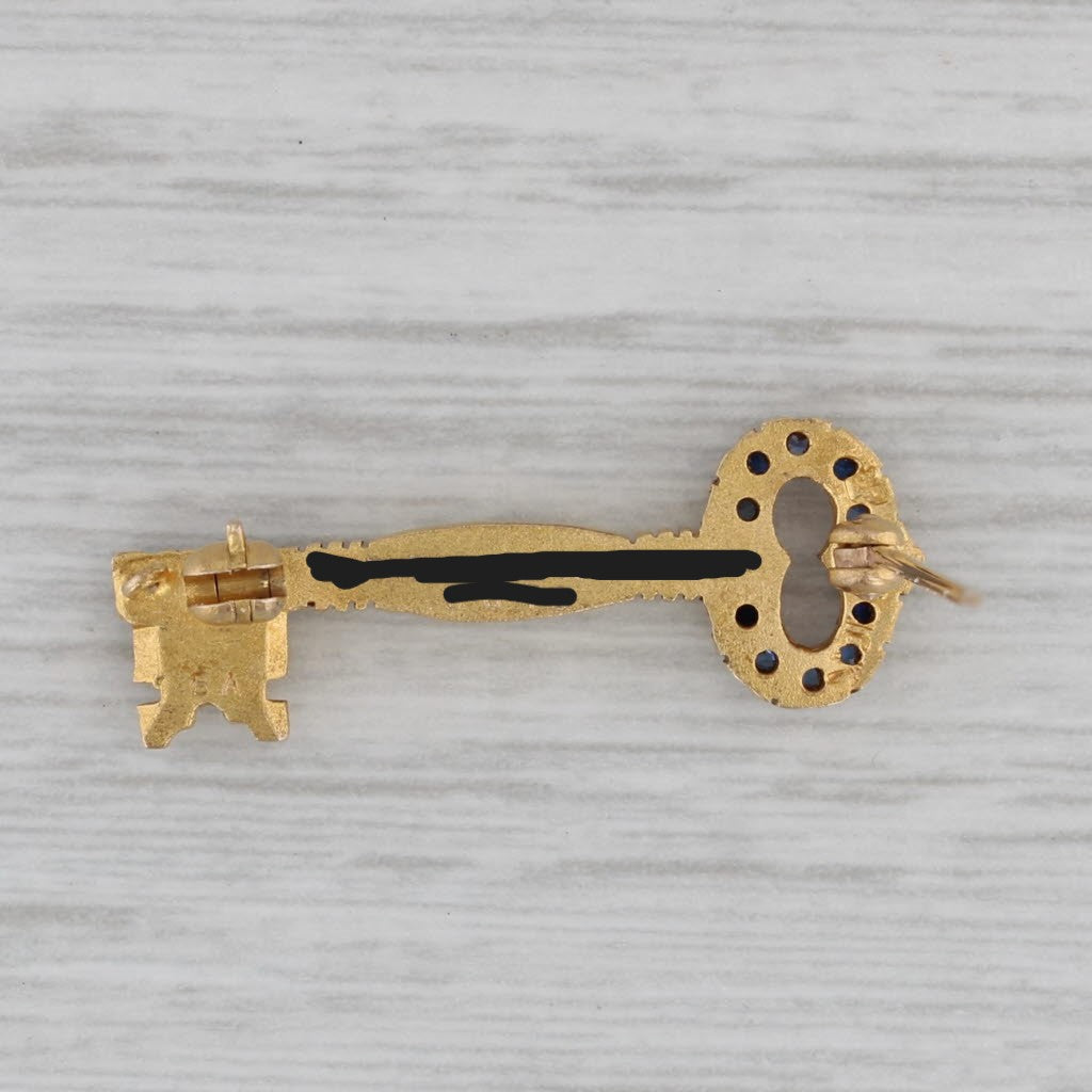 Gray Kappa Kappa Gamma Sorority Key Badge 10k Gold Lab Created Sapphire Pin