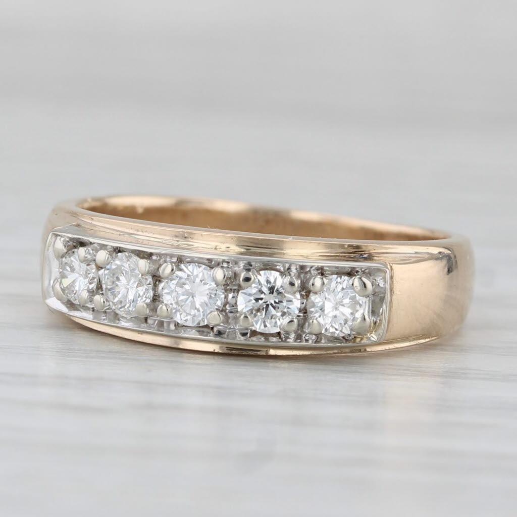 Light Gray 0.42ctw Diamond Wedding Ring 14k Gold Size 7.75 Band Stackable Anniversary