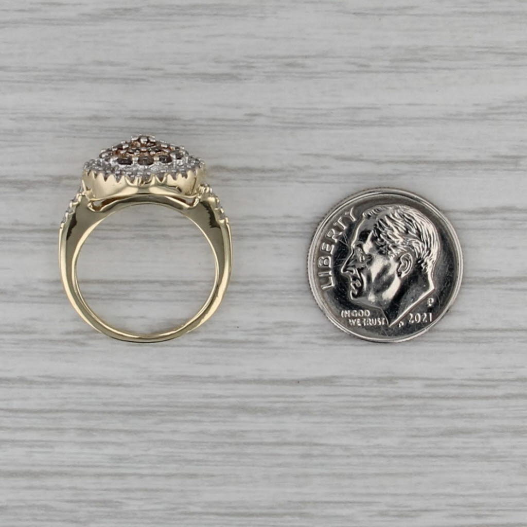 0.69ctw Diamond Cluster Halo Ring 10k Yellow Gold Size 4.75 Engagement