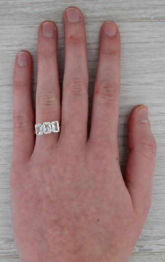 2.59ctw Aquamarine 3-Stone Ring 14k Yellow Gold Size 5.5