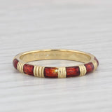 Red Enamel Stackable Ring 18k Yellow Gold Size 8 Band
