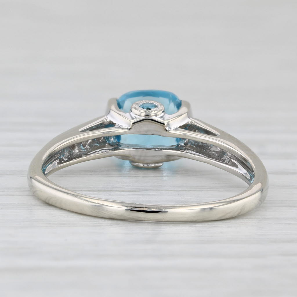 Light Gray 1.94ctw Blue Topaz Solitaire Diamond Accents Ring 10k White Gold Size 9