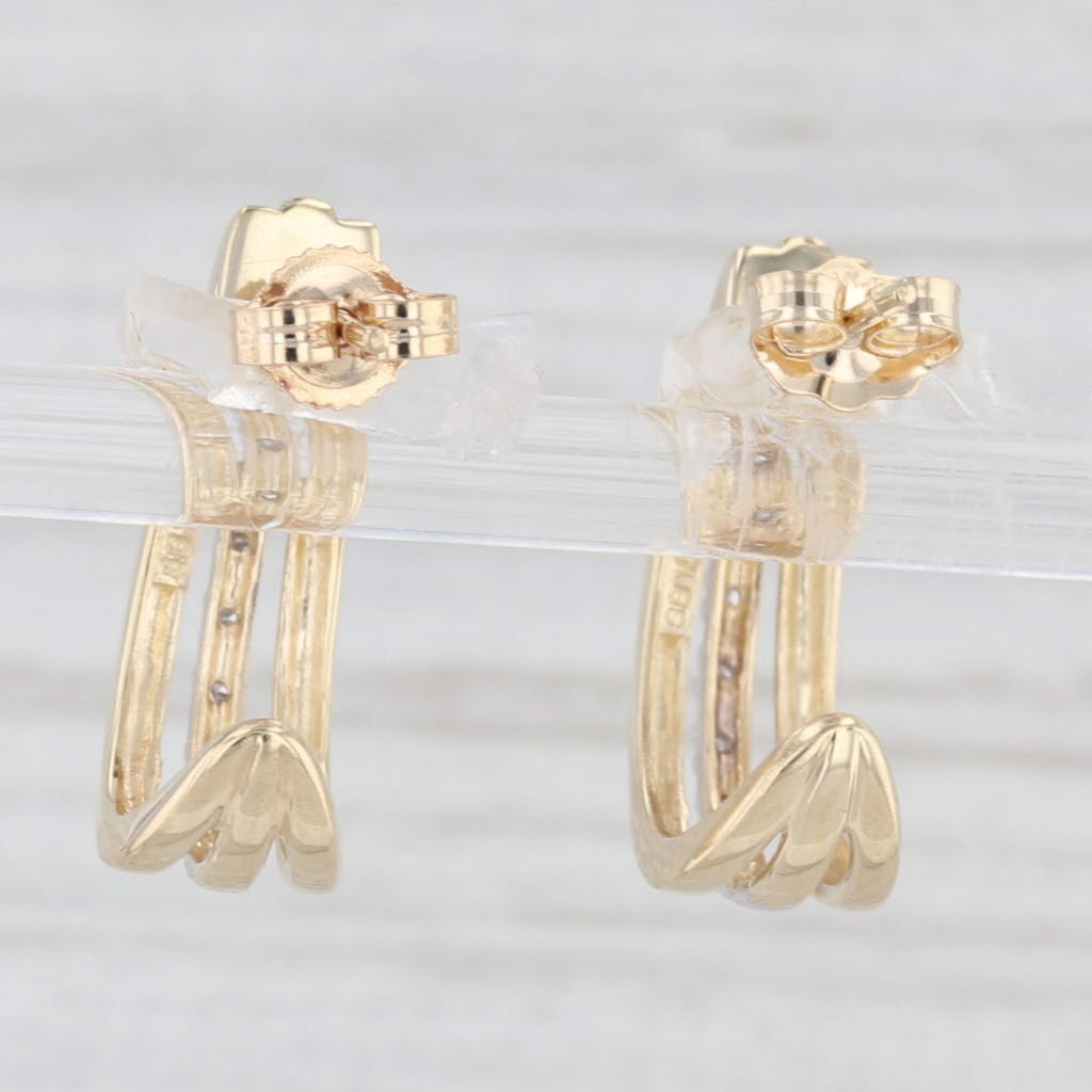 Light Gray Diamond Journey J-Hook Earrings 10k Gold Pierced Drops