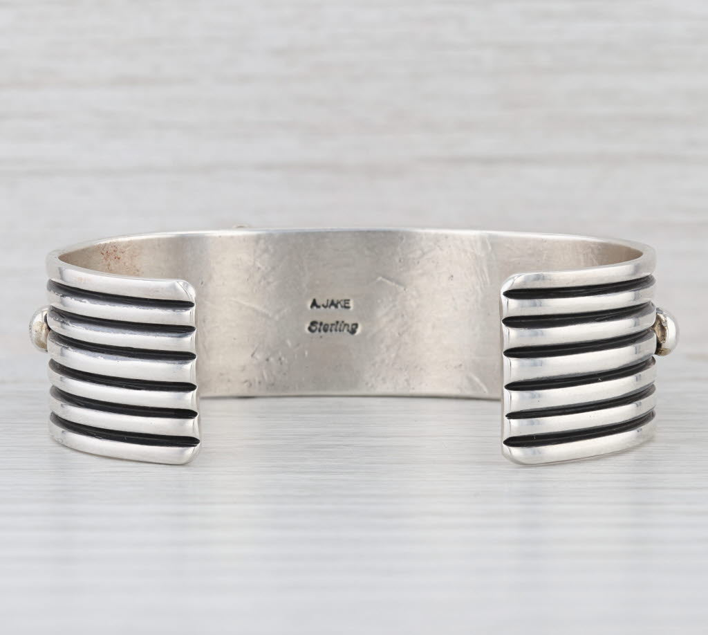 Albert Jake Stone Cuff Sterling Silver Navajo Native American Mother of Pearl