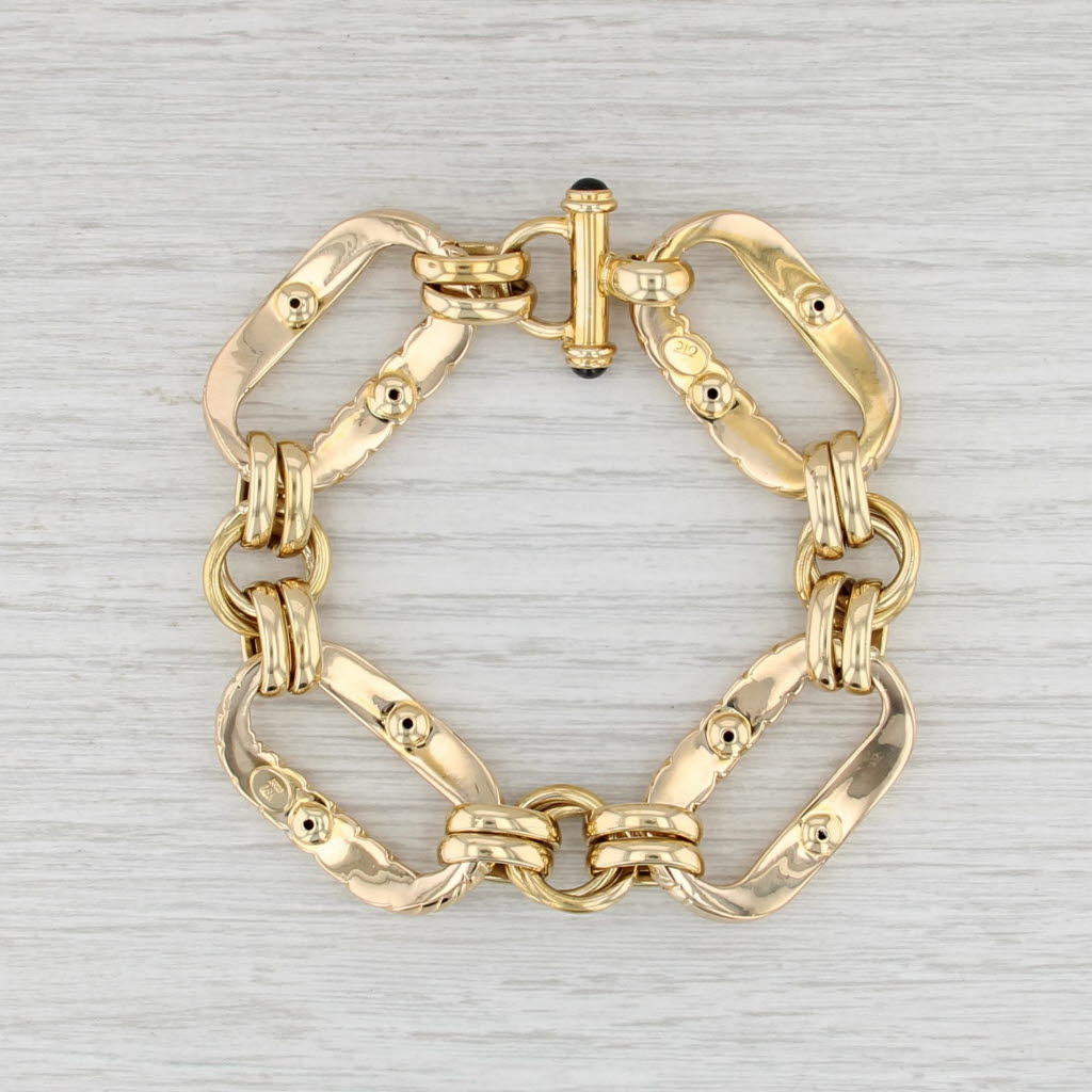Sapphire Oval Link Statement Bracelet 18k Yellow Gold 7" 19.4mm