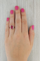 Tan Vintage 2.40ct Lab Created Ruby Ring 18k White Gold Size 7.75 Marquise Solitaire