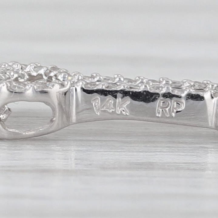 Diamond Dog Bone Pendant 14k White Gold Small Floating Drop