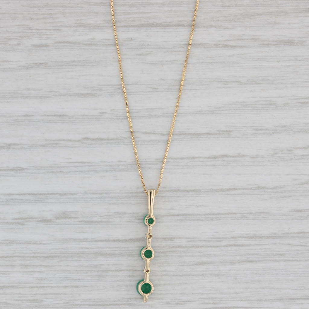 Gray 0.55ctw Emerald Diamond Journey Pendant Necklace 14k Yellow Gold 18" Box Chain