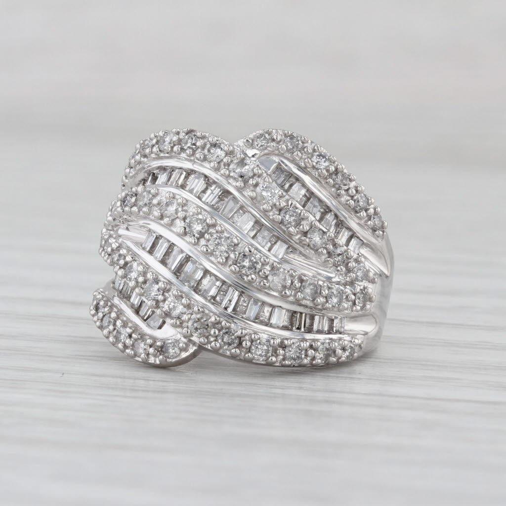 1ctw Diamond Overlay Cocktail Ring 10k White Gold Size 5