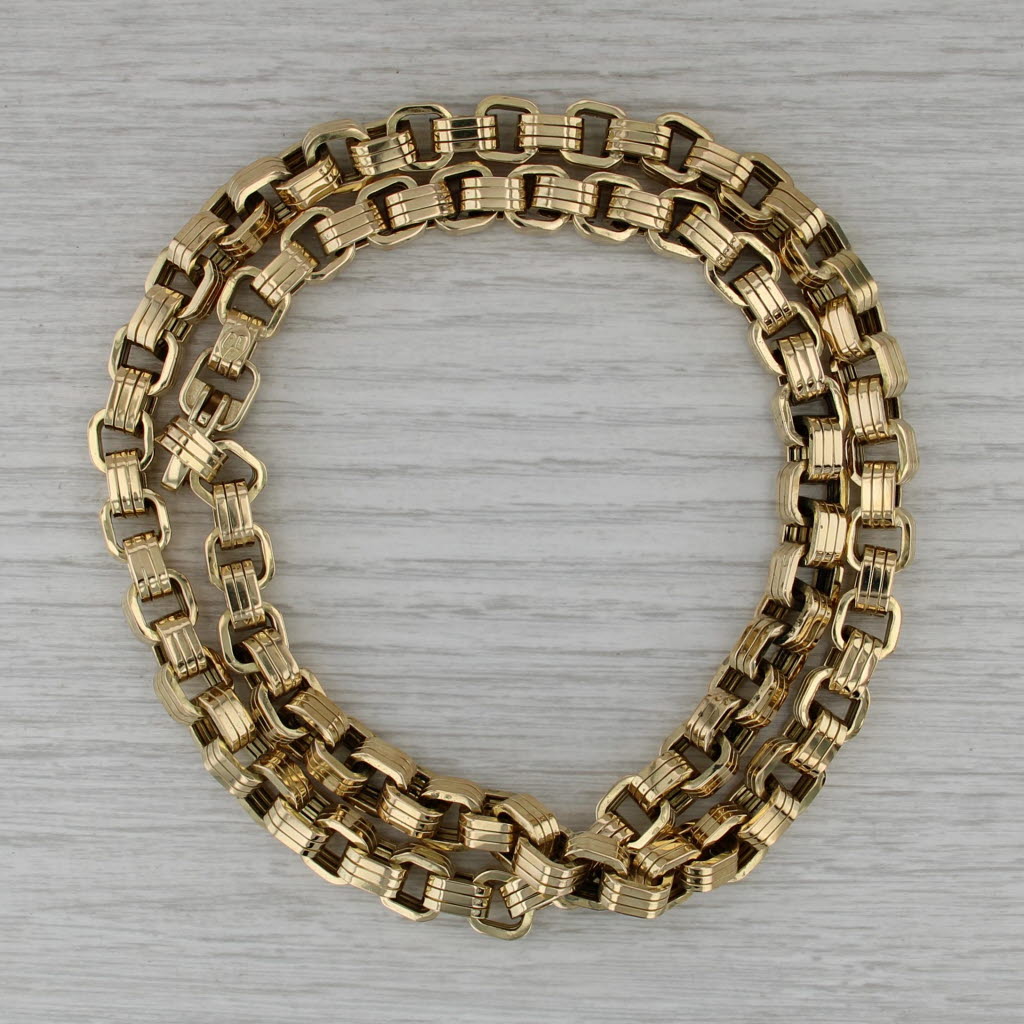 Roberto Coin Ridged Square Link Necklace 18k Yellow Gold 24" 8.5mm