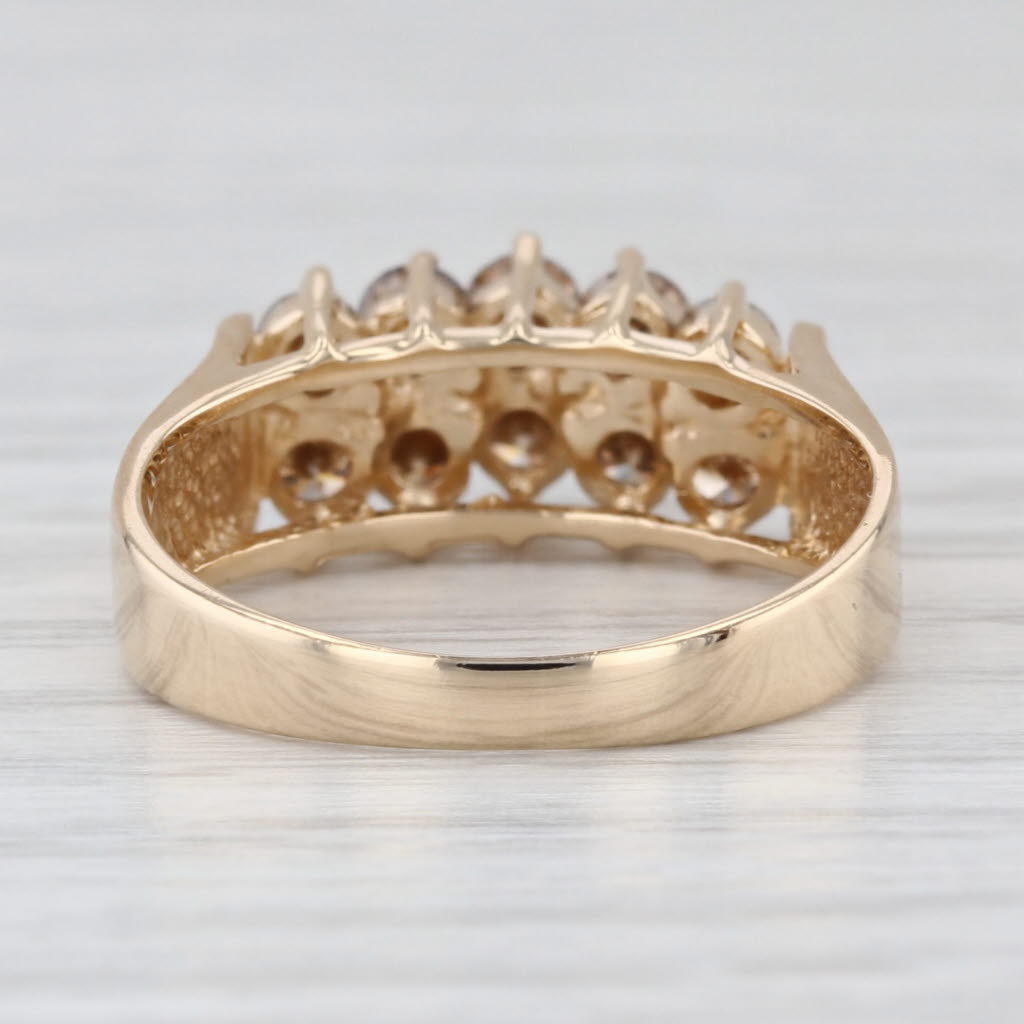 0.78ctw Champagne Brown Pyramid Rooftop Ring 14k Yellow Gold Sz 6.75 Anniversary