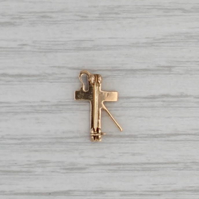 Vintage White Shrine of Jerusalem Pin 14k Gold Pearls Cross Staff Badge