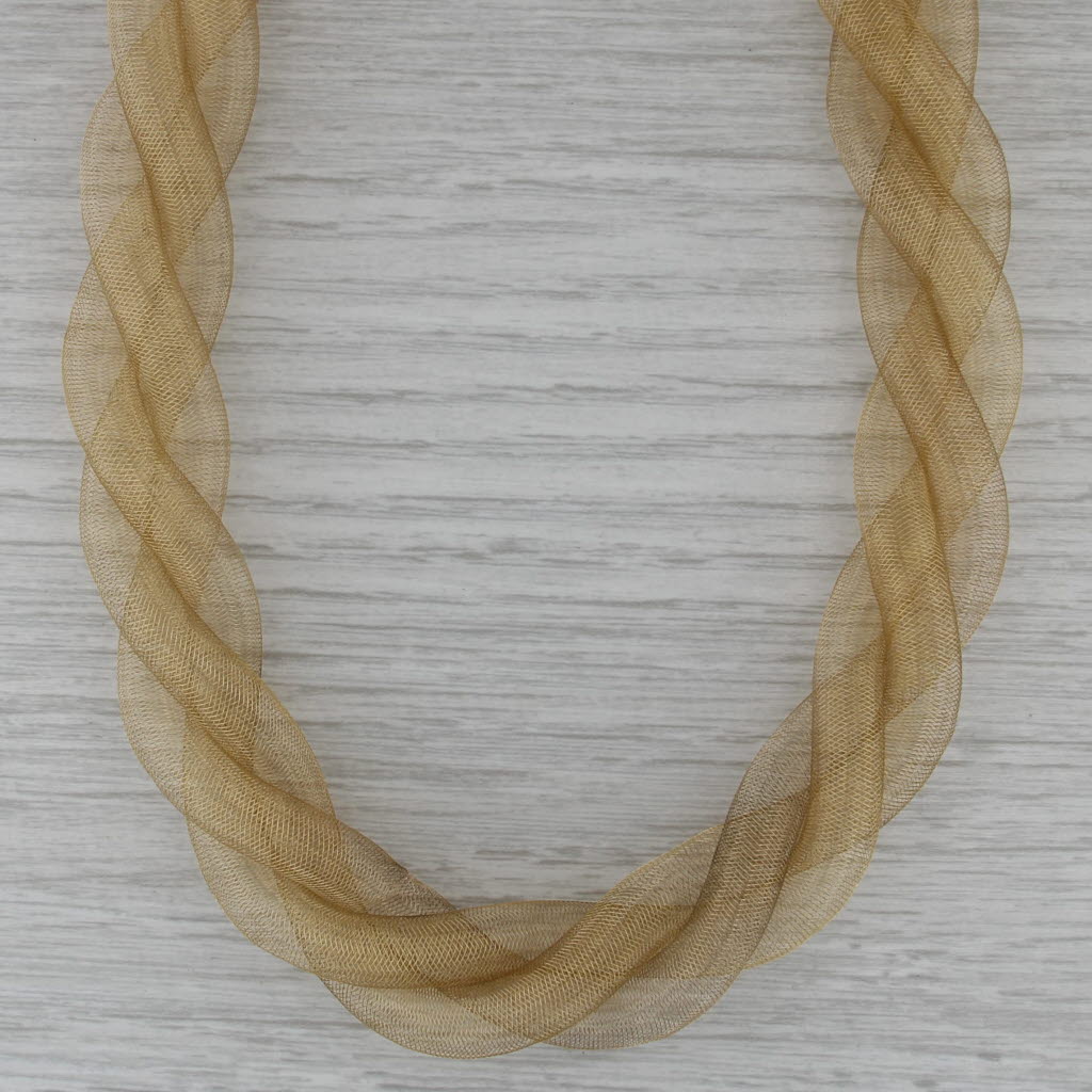 Woven Mesh Chain Necklace 17"+ Adjustable 14k Yellow Gold Statement