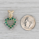 1.07ctw Emerald Diamond Heart Pendant 14k Yellow Gold
