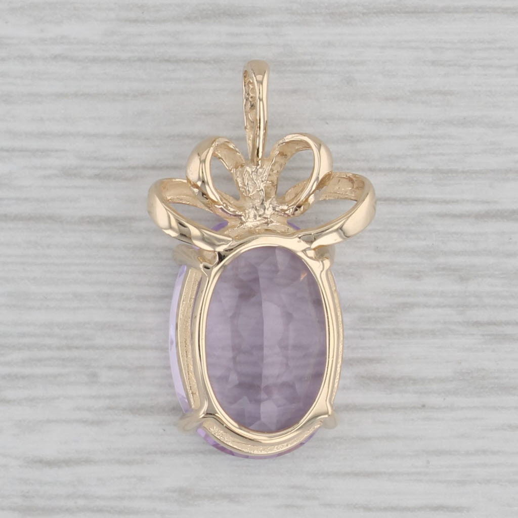 Gray 6.10ct Oval Amethyst Solitaire Pendant 14k Yellow Gold