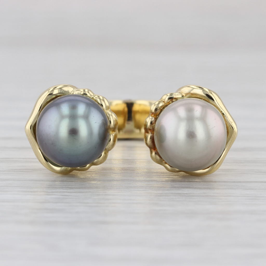 Sasha Samuels Saltwater Cultured Pearl Diamond Ring 18k Gold Size 5 Adjustable