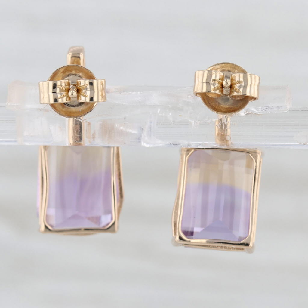 7.05ctw Ametrine Zircon Drop Earrings 14k Yellow Gold