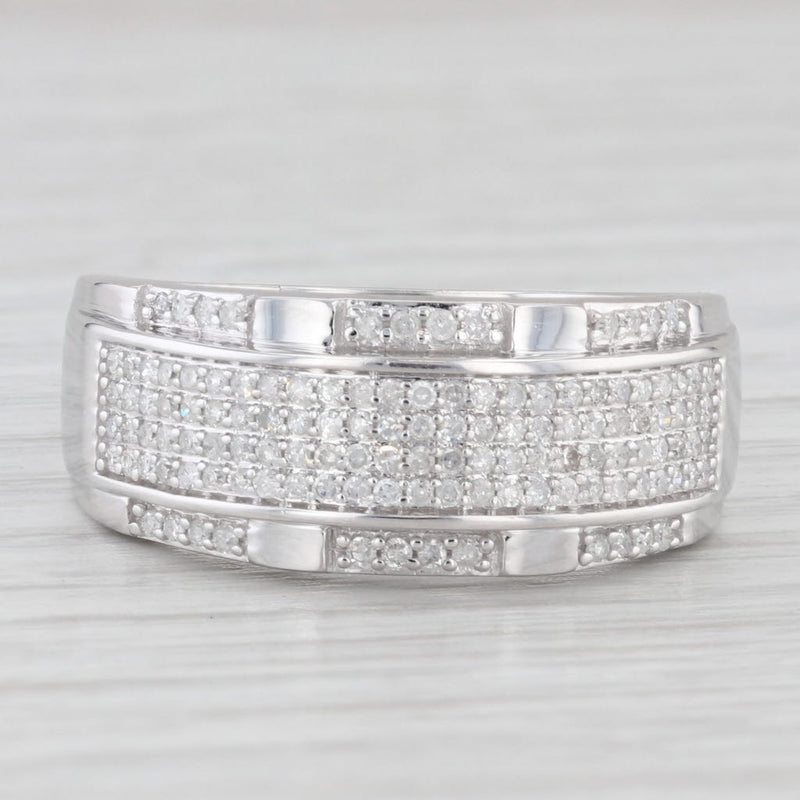 0.45ctw Diamond Men's Ring 10k White Gold Size 10.5 Wedding Band