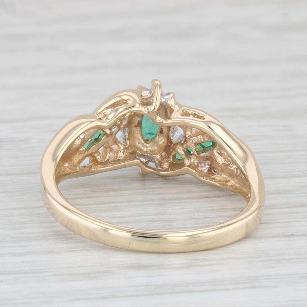 Light Gray Marquise Emerald Diamond Ring 10k Yellow Gold Size 7