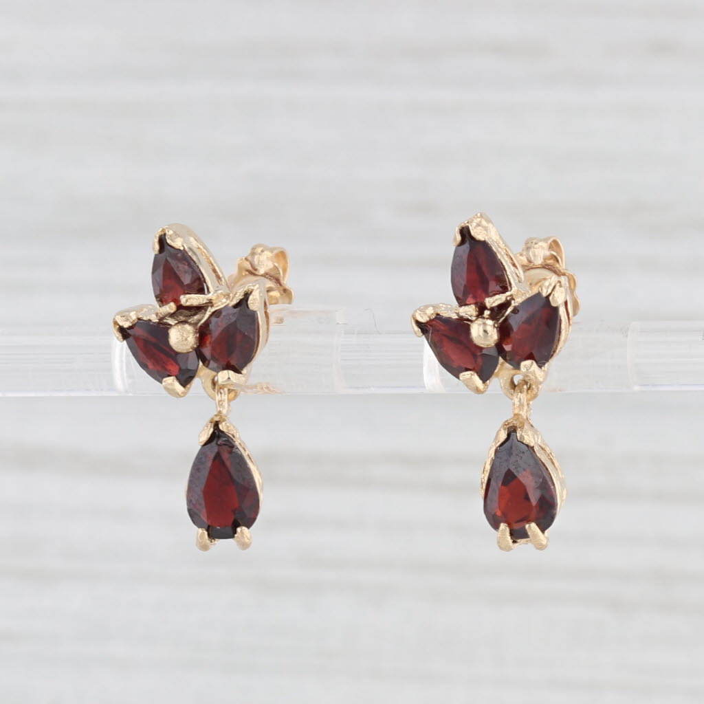 Light Gray 2.70ctw Garnet Teardrop Earrings 14k Yellow Gold Drops