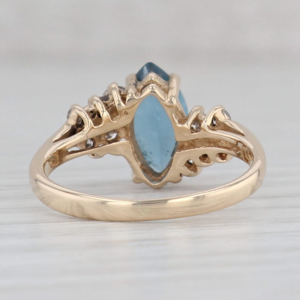 Gray 1.38ctw Marquise London Blue Topaz Diamond Bypass Ring 14k Yellow Gold Size 6